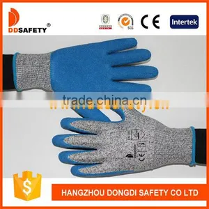 DDSAFETY China Supplier Blue Latex Crinkle Glove Cut Resistance Glove thumbnail-1