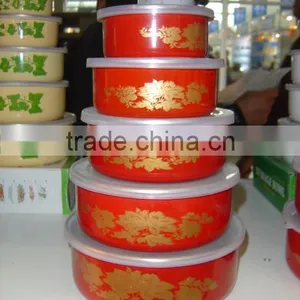 Hot Sale Enamel Storage Bowl Mixing Bowl Salad Bowl With PP Lid Food Container thumbnail-6