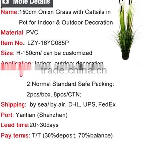 150cm Artificial Onion Grass With Cattails in Pot Fake Grass for Decoration thumbnail-6
