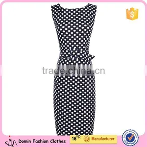Women's Vintage Pinup Polka Dot Pencil Business Dress thumbnail-2