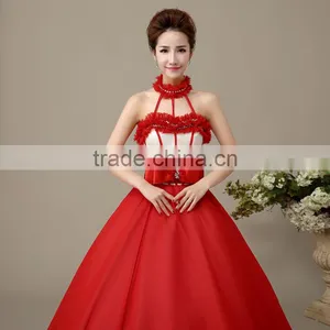 MGOO Dream Red Color Chinese Style Fairy Dancing Dress Halter Puff Prom Dress For Ladies L000122 thumbnail-5