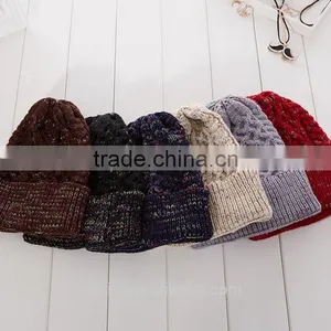 TOP Selling Solid Color Wool Gorro Fashion Winter Warm Women Knitted Beanie Female Thicken Casual Knitted Hat thumbnail-1
