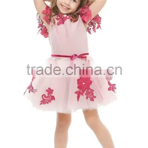 Latest 2016 Fuchsia Tulle Embroidered Dress Mother and Daughter Sets Family Matching Outfit Mommy and me Dress Sets thumbnail-2
