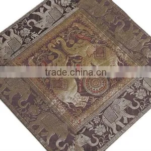 Elephant Bed Sari Pillowcases Bedroom Brown Decorative Throw Ethnic Cushions thumbnail-1