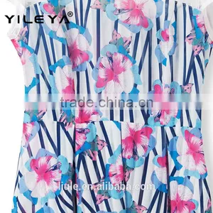 Sexy Cute Colorful Floral Pattern Printed Latest Summer Fashion Blouses Shirts, Patterns of Summer Blouses,korean Summer Blouses thumbnail-6