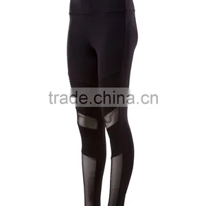 OEM Fitness Women Compression Yoga Wear Moto Sport Ladies Tights Black Leggings thumbnail-2