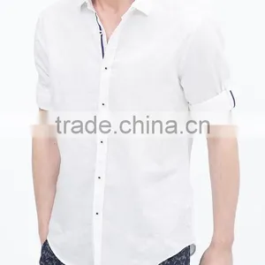 2015 Linen Cotton Classic Collar Solid Color Contrast Ribbon Breathable Fabric Latest Design for Holiday thumbnail-4