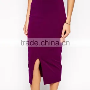 Clothing Manufacturer Front Split High Waist Pure Color Long Skirt thumbnail-1