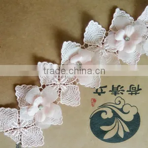5cm 3D Flower Lace Trim Hand Made Flowers With Bead Garment Accessories thumbnail-2