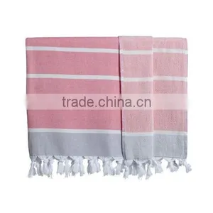 Turkish 1 Ply 2 Sides Striped Beach Towels With Fringe thumbnail-3