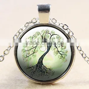 XP-TGN-LT-103 Life Charm Dome Pendant Colorful Time Gem Family Tree Glass Cabochon Necklace With Popular Accessories thumbnail-2