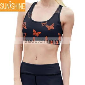 2017 Fashion Design Sportswear Black With Red Butterfly Printing Yoga Clothes For Women thumbnail-5