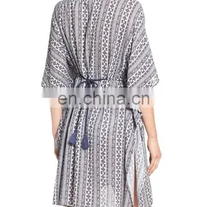 C106 Custom Print Women Beach Kaftan Cover-Up Designs thumbnail-1