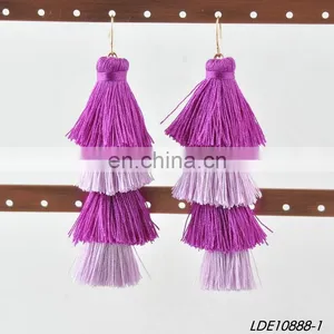 Cluster Drop Layered String Tassel Earring thumbnail-4