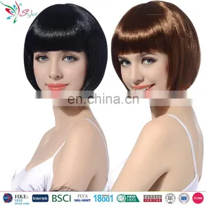 2016 Party Time Synthetic Fibre Cheap Black and Brown Short Bob Wig thumbnail-1