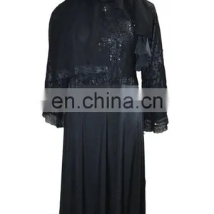 Designer Floral Printed Dubai Burkha With Black Diamond Stone Work / Casual Occasion Wear Abaya (dubai Abaya 2017) thumbnail-5