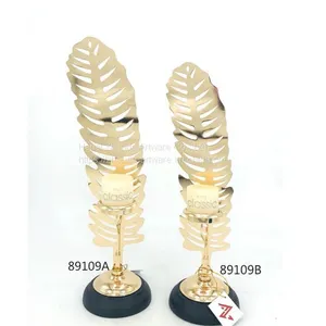 Hot Sale Metal Leaf Shape Candle Holder for Home Decoration thumbnail-3