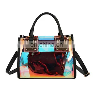 Super Hot Big Capacity, Holographic Waterproof Transparent Tote Bag Clear Pvc Jelly Portable Bags Handbags Women/ thumbnail-4