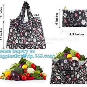 Vegetable Durable Heavy Duty Oxford Polyester XLARGE CAPACITY T-Shirt 201D Polyester Eco Shopping Big Tote Bag thumbnail-2