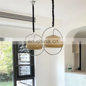 Vintage Glass Chandelier Adjustable Medieval Cream LED Ceiling Hanging Lamp For Bar Table Dining Room Bauhaus Pendant Light thumbnail-4