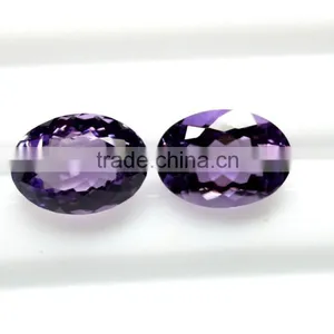 18x13mm Oval AAA Quality Natural Brazilian Amethyst 2 Pieces LOT Gems With Amazing Luster thumbnail-2