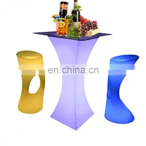 Chinese Restaurant Tables and Chairs /Led PE Light Up Chair for Restaurant Discotheque Pub Used Glowing Bar Table thumbnail-5