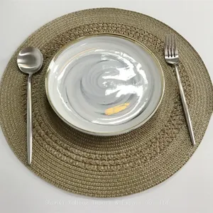 Wholesale 38 cm Popular White Colored Round Woven Table Place Mat For Wedding Table Decoration thumbnail-2