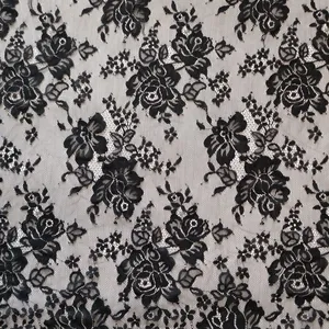 XL698 Bridal French Chantilly Lace Trim Swiss Veil Mesh Fabric For Women thumbnail-2