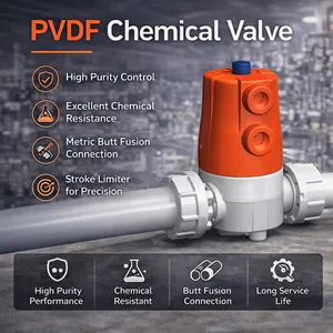 PVDF Diaphragm Valve SYGEF Standard Stroke Limiter Butt Fusion for Chemical System thumbnail-1