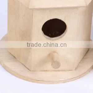 Small New Unfinished Wooden Bird House Wholesale thumbnail-6