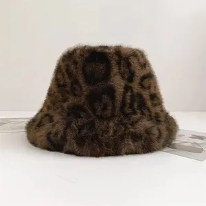 Leopard Print Faux Fur Bucket Hat thumbnail-1