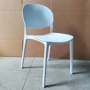 Stackable Plastic Chairs Hollow Backrest Integrated Molding for Garden Patio Cafe Outdoor Dining thumbnail-2