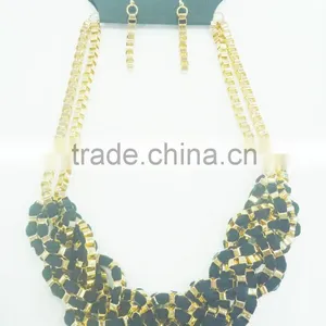 FACHION BRAIDED CHUNKY NECKLACE EARRING SET thumbnail-1