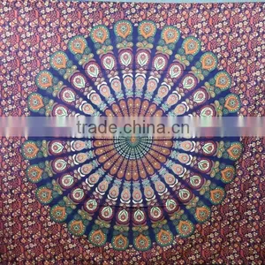 New Arrival Mandala Round Printed Bedsheet Boho Bohemian Cotton Bedspread Wall Hanging thumbnail-3
