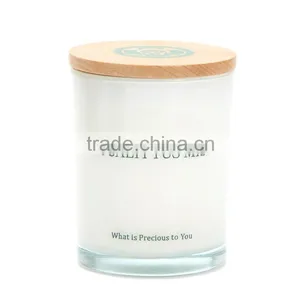 8oz Painted White Glass Candle Jars With Wood Lid for Making Scented Candles Quality Choice thumbnail-4