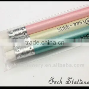 7"HB Wooden Pearly Pencil With Rubber Top Logo Available Yiwu Pencil Factories Pencils With Logo thumbnail-1
