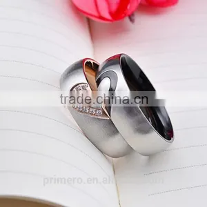 2016 New Fashion Love Heart Couple Women Men Wedding Engagement CZ Diamond Ring Fine Jewelry thumbnail-2
