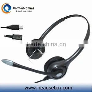 Binaural Call Center Mini Usb Headset for Laptop/computer With Noise Cancelling Microphone thumbnail-1