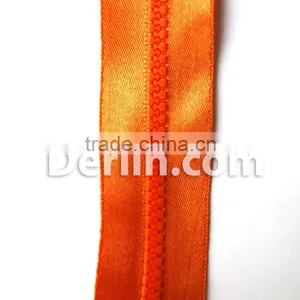 Orange Purple 2016 Design Colour Satin Tape Plastic Zipper thumbnail-1