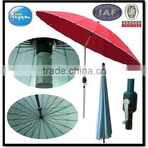 270cm 180G Polyester 24K Ribs Outdoor Garden Beach Umbrella With Handle thumbnail-1