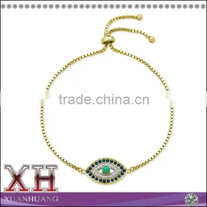 Most Pupular Design 925 Sterling Silver Ajustable Gold Plated Evil Eye Bracelet thumbnail-1