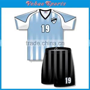 Sublimation Blue Striped Soccer Jersey Set thumbnail-1