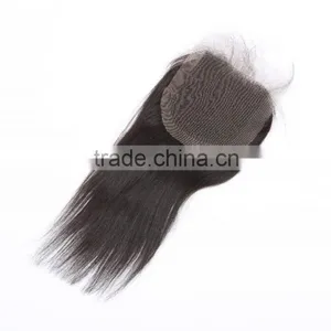 Malaysian Lace Closure Malaysian Virgin Hair Closure 4''X4" Virgin Human Hair Hand Tied Three Part Natural Black thumbnail-2