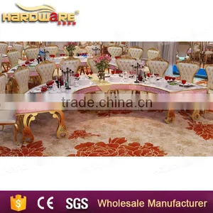 Antique Latest MDF Stainless Steel Leg Half Round Dining Banquet Table Illuminated Dining Table thumbnail-4