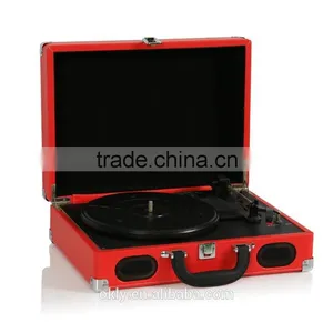 Portable Turntable Vintage Vinyl Record Player 3 Speed Suitcase Retro Turntable Speakers thumbnail-3