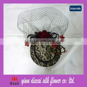 Lace Covered Sinamay Top Hat Fascinator Hair Accessory thumbnail-1