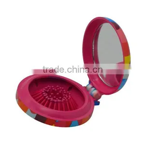 Customized Logo Girls Pocket Makeup Compact Mirror With Comb thumbnail-2