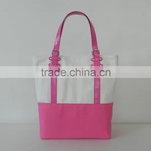 2016 Best Selling Eco Canvas Tote Bag With pu Handles thumbnail-1