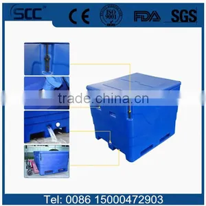 Rotational Molded Fish Transport Plastic Bins, PE Plastic Tote Bins thumbnail-1