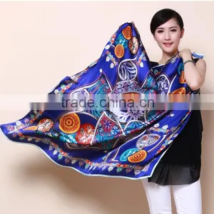 2015 Women Lady Print Silk 110*110CM Neck Scarf thumbnail-5